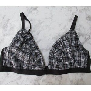 Fenty X Savage Bra L Large Black Plaid Bralette Wireless Wire Free Back Closure